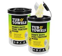 Tub O' Towels TW75 Multi-Surface Cleaning Wipes, 10" x 12", Dual Texture, 75 Count per Canister, 2 Pack
