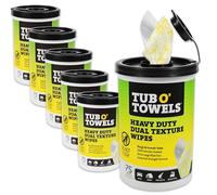 Tub O' Towels TW75 Multi-Surface Cleaning Wipes, 10" x 12", Dual Texture, 75 Count per Canister, Pack of 6
