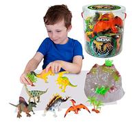 Tub Playsets - Dinosaur Toys. Fantastic Dinosaur Toy Set for Kids from Deluxebase. Set Includes Stegosaurus, Pterodactyl, Parasaurolophus, Spinosaurus, Two Brontosaurus, and a Huge Prehistoric Rock