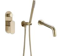 Tub Taps, Bathtub Mount Shower Set Mixer Valve 2 Function Bathtub Filler Mixer Taps Hot and Cold Bathroom Shower Faucet Bath Spout Shower,Brushed Gold (Brushed Gold(A))