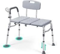 Tub Transfer Bench w/Backrest for Bathtub, Height Adjustable Shower Chair