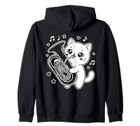 Tuba Kawaii Cat Military Band Zip Hoodie
