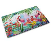 TUBAMQ Flamingo Entrance Door Mat,Tropical Flowers Leaves Decor Doormat,Non-Slip Carpet Rugs with Felt Decorative for Home/Indoor/Outdoor 17" x 30"