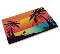TUBAMQ Tropical Palm Tree Door Mat,17 x 30 Inch Sunset Welcome Doormat Decorative Home Floor Mat,Non Slip Rubber Water Absorption for Outdoor Indoor Entrance Decor