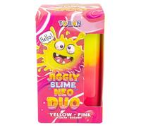 TUBAN Jiggly Slime Neo Duo - Two Color Neon Slime For Stretching Squishing And Bubble Making Safe Sensory Toy For Kids Ages 6+ Made In Poland - Yellow-Pink 430 g