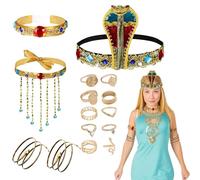 TUBAWD 15Pcs Egyptian Costumes for Girls, Egyptian costumes for boys,Ancient Egyptian Costume Set for Halloween, Egyptian Costume Accessories for Kids, Boys and Girls