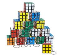 TUBAWD 24PCS Mini Rubix Cube Keychain Set, Rubix Cube 3x3 with Keyring, Rubix Cube for Party Favours, Black Base Design