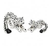 TUBAWD 2PCS 3D Printed Animals Set, 3D Animals Snow Leopard, 3D Printed Cat Articulated, Snow Leopard Model, 3D Printed Poseable Desk Decor 21 cm and 16 cm