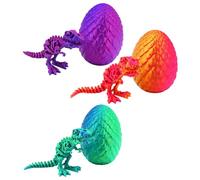 TUBAWD 3D Printed Dinosaur & Dinosaur Egg Set, Creative Dinosaur Figures for Collection, Display, Stress Relief & Gifting, Laser Purple, Laser Green, Laser Red