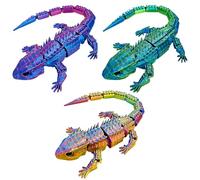 TUBAWD 3PCS 3D Printed Lizard, 3D Printed Animals for Focus Enhancement, Dynamic Desktop Decoration for Office and Study Spaces, 30 cm Lizards in Silk Red Blue, Silk Blue Green and Silks Mult