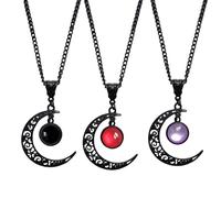 TUBAWD 3PCS Gothic Necklace, Gothic Jewellery, Moon Necklace - 2-Piece Set with Celestial Pendant for Women, Vintage Style Black Gothic Jewellery for Daily Wear and Special Occasions