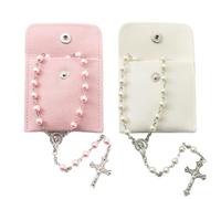 TUBAWD 4Pcs Set Rosary Beads Catholic Women, Rosary, Rosarys Beads for Women Catholic Rosarys Necklace with Faux Pearls, Plain Style, Spiritual Gift