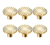 TUBAWD 6PCS Gold Drawer Knobs, Drawer Knobs, Door Knobs Round Single Hole Hardware with Stylish Smooth Handles for Dresser, Cupboard, Wardrobe, Kitchen Cabinets and Furniture
