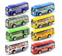 TUBAWD 6PCS Little Bus Set, City Transit Buses for Early Learning, Imaginative Play Skill Development Imagination and Storytelling