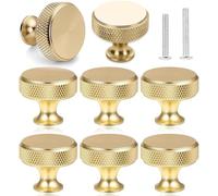 TUBAWD 8PCS Gold Drawer Knobs, Drawer Knobs, Door Knobs Round Single Hole Hardware with Stylish Smooth Handles for Dresser, Cupboard, Wardrobe, Kitchen Cabinets and Furniture