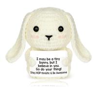 TUBAWD Emotional Support, Positive Crochet Animals, Crochet Animals Funny Knitted Rabbit for Friends Family Office Party Decoration