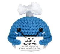 TUBAWD Emotional Support, Positive Crochet Animals, Crochet Animals Funny Knitted Rabbit for Friends Family Office Party Decoration (blue)