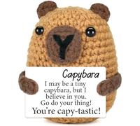 TUBAWD Emotional Support, Positive Crochet Animals, Crochet Animals Funny Knitted Rabbit for Friends Family Office Party Decoration (brown)