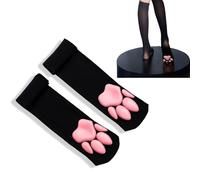 TUBAWD Thigh Highs, Cat Paw Socks, Cute Over Knee Socks for Women, Thigh High Sock with 3D Paws for Cosplay & Daily Wear, Thigh High Stockings with Black Cat Claw Pattern