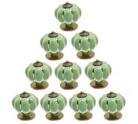 Tubayia 10pcs Ceramic Door Knobs Vintage Pumpkin Cabinet Drawer Pulls Cupboard Handles Furniture Home Decoratin (Green)