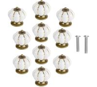 Tubayia 10pcs Ceramic Door Knobs Vintage Pumpkin Cabinet Drawer Pulls Cupboard Handles Furniture Home Decoratin (White)