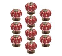 Tubayia 10pcs Ceramic Door Knobs Vintage Pumpkin Cabinet Drawer Pulls Cupboard Handles Furniture Home Decoratin (Red)