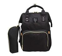 Tubayia Large Capacity Changing Bag Backpack Waterproof Changing Backpack Baby Grooming Bag (Black)