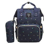 Tubayia Large Capacity Changing Bag Backpack Waterproof Changing Backpack Baby Grooming Bag (Blue Flowers)