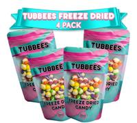 Tubbees Freeze Dried Sweets, 4 Pack Skittles Bundle, 90g Bags, 360g Freeze Dried Skittles
