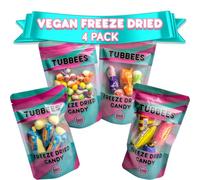 Tubbees Freeze Dried Sweets, 4 Pack Vegan Sweets Bundle, Skittles, Refreshers, Swizzles and Starbursts