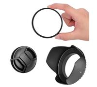 TUBBEK 3 in 1 Set UV Filter Lens Hood Cap For Panasonic For Lumix FZ200 FZ150 FZ100 FZ60 FZ62 FZ48 FZ47 FZ40 Camera