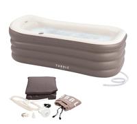 Tubble® Royale Inflatable Bathtub - Use as Hot and Ice Bath - Quick Set Up in 1min - Foldable Bathtub for Adults up to 188cm -Ambient Taupe - 255L