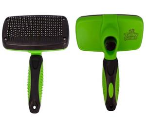 Tubby Potato™ Self Cleaning Slicker Brush - Deshedding Brush for Long and Short Haired Pets. Comfortable and Safe for Senitive Skin. Great for Dogs, Cats, and other Small Animals- Green