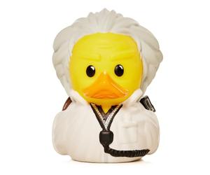 TUBBZ: Back to the Future - Doc Brown Mini Rubber Duck Collectable Toy 5 cm | Official Back to the Future Merch - Mini Vinyl Figure with Bathtub Display, Time-Travel Inventor & Novelty Duck Gift