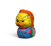 TUBBZ Horror - Child's Play Scarred Chucky Rubber Duck Collectable Toy 5 cm | Official Child's Play Merchandise - Mini Vinyl Figure with Bathtub Display, Killer Doll Character & Novelty Duck Gift