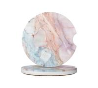Tubdic Pink Marble Car Coasters - Cup Holders - Round - Multicolor