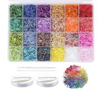 Tube B-EADS Kit, Glass Bugle Bead-s Small Craft Be-ads, Glass B-EADS for Bracelet Making Kit for DIY Crafting, Jewelry Making Supplies (7mm, 400 Per Color, 24 Colors)(Color:Colorful)