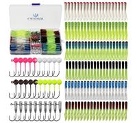 Tube Bait Hooks Crappie Jigs Crappie Lures Tackle Tube Baits Tube Jigs Heads Swimbaits Kit, Tubes Lure Soft Plastic Fishing Grub, for Bass Trout Freshwater Saltwater Fishing,120pcs Lures -70pcs Jigs