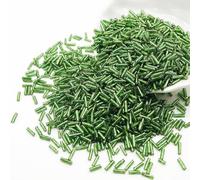 Tube Beads Bugle Glass Seed Beads, 2×6mm Green Tube Beads for Jewelry Making, 1440 Pcs Colored Glass Twisted Bugle Beads for Earring, Necklace, Bracelet, Waist Beads, Clothing Accessories