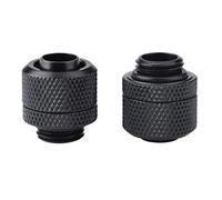 Tube Fitting, 2PCS G1/4 Thread Flexible Tube Connector Brass Two-Touch Fitting for PC Water Cooling, Water Cooling Kit, Water Cooling PC(黑色)