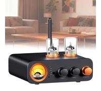 Tube Integrated Amplifier, 2 Channel Audio Stereo Power Amp, with DAC, Vintage VU Meter Preamp, Bluetooth & USB/OPT/COAX/RCA, for HiFi Bookshelf Speakers/3.5mm Headphones