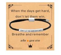 Tube Motivational Bracelet for Women Men, Remember Who Dont Let The Hard Days Win God is In Control Stainless Steel Adjustable Best Friends Teens Inspirational Braided Christmas Birthday Gifts