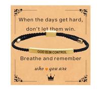 Tube Motivational Bracelet for Women Men, Remember Who Dont Let The Hard Days Win God is In Control Stainless Steel Adjustable Best Friends Teens Inspirational Braided Christmas Birthday Gifts