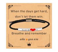 Tube Motivational Bracelet for Women Men, Remember Who Dont Let The Hard Days Win God is In Control Stainless Steel Adjustable Best Friends Teens Inspirational Braided Christmas Birthday Gifts