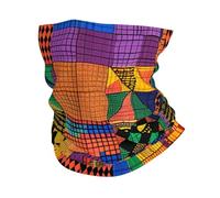 Tube Scarf African Kente Patchwork Geometric Colorful Bright Magic Headband Dustproof Neck Gaiters Balaclava Novelty Neck Gaiter For Fishing Hunting Skiing 25X50 Cm