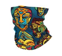 Tube Scarf African Masks Ethnic Tribal Art Colorful Abstract Half Face Scarf Uv Protection Novelty Neck Gaiter Dustproof Magic Headband For Hunting Skiing Tennis 25X50 Cm
