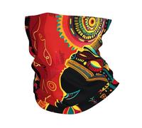 Tube Scarf African Woman And Giraffe Tribal Art Oranges Red Colorful Half Face Headwear Multifunctional Magic Headband Windproof Novelty Neck Gaiter For Fishing Hunting Tennis 25X50 Cm