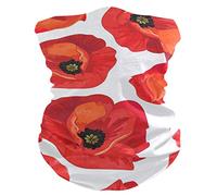 Tube Scarf Beautiful Flower Red Poppy Novelty Neck Gaiter Uv Protection Half Face Headwear Windproof Half Face Scarf For Fishing Skiing Hunting 25X50 CM