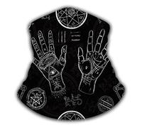 Tube Scarf Chiromancy Tarot Human Hands Pentagram Mystic Symbols Life Lines Palms Black Balaclava Novelty Neck Gaiter Dustproof Magic Headband For Skiing Hunting Jogging 25X50 Cm