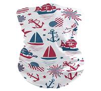 Tube Scarf Columbus Day Patriotic Nautical Ships Anchor Half Face Scarf Dustproof Neck Gaiters Multifunctional Half Face Headwear For Skiing Fishing Hunting 25X50 CM